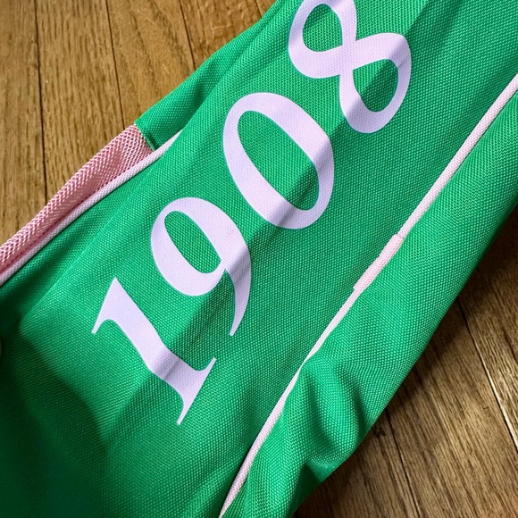Alpha Kappa Alpha AKA Shield Pink and Green Canvas Shoe/Bag with Zippered Mesh - Picture 4 of 4